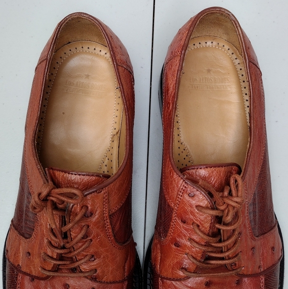 Los Altos Boots Lizard Ostrich Leather Office Business Oxford Dress Shoes Sz 11 - Picture 10 of 13